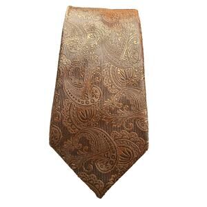 The Tie Bar Burnt Orange Brown Silk Twill Paisley Formal Business Necktie 3.5" W